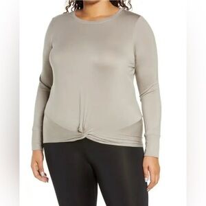 New Zella Nordstrom Gray Long Sleeve Top Twist SZ 2X